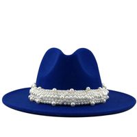 Fashion Elegant Pearl Big Brim Woolen Hat main image 1