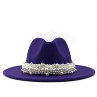 Fashion Elegant Pearl Big Brim Woolen Hat main image 2