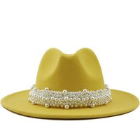 Fashion Elegant Pearl Big Brim Woolen Hat main image 3
