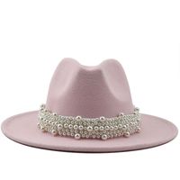 Fashion Elegant Pearl Big Brim Woolen Hat main image 4