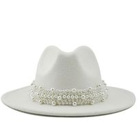 Fashion Elegant Pearl Big Brim Woolen Hat main image 5