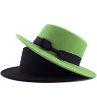 Casual Pure Color Flat Top Woolen Jazz Hat main image 4