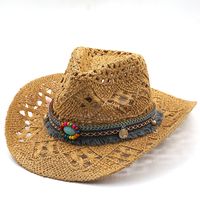 Fashion Natural Hand-woven Cowboy Straw Hat main image 6