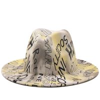 Sombrero De Lana De Ala Grande Con Impresión Digital De Letra Retro main image 4
