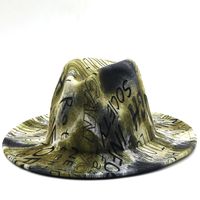 Sombrero De Lana De Ala Grande Con Impresión Digital De Letra Retro sku image 5