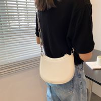 Simple Solid Color Metal Chain Saddle Bag sku image 1