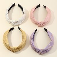 Korean Fabric Bronzing Heart Knotted Headband main image 5