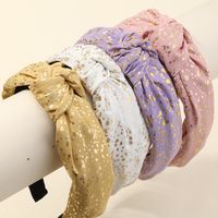 Korean Fabric Bronzing Heart Knotted Headband main image 6