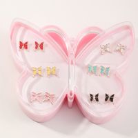 Nouvelles Boucles D&#39;oreilles Pour Enfants Papillon Coréen De Couleur Mélangée Boîtes 12 Combinaisons main image 1