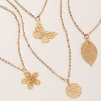 New Butterfly Flower Leaf Round Pattern Pendent Children's Necklace Set main image 6