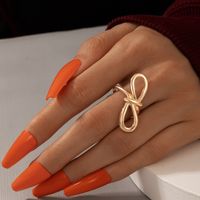 Fashion Golden Hollow Twist 8-shaped Knotted Ring sku image 1