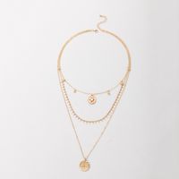 Fashion Golden Inlaid Pearl Disc Multi-layer Necklace Wholesale main image 3