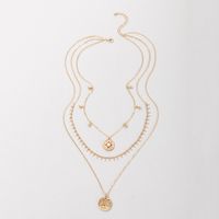 Fashion Golden Inlaid Pearl Disc Multi-layer Necklace Wholesale main image 5
