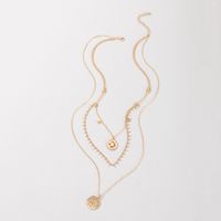 Fashion Golden Inlaid Pearl Disc Multi-layer Necklace Wholesale main image 6
