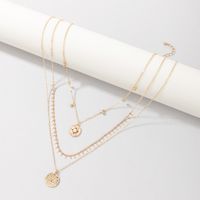 Fashion Golden Inlaid Pearl Disc Multi-layer Necklace Wholesale sku image 1