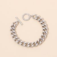 Hip Hop Geometric Thick Chain Necklace Bracelet Combination Set main image 4