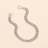 Hip Hop Geometric Thick Chain Necklace Bracelet Combination Set main image 5