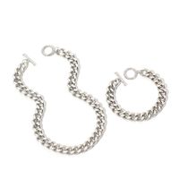 Hip Hop Geometric Thick Chain Necklace Bracelet Combination Set main image 6
