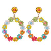 Bohemian Style Geometric Round Handmade Flower Rice Bead Woven Earrings main image 6