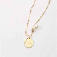 Fashion Geometric Lettering Goodluck Pendent Titanium Steel Necklace main image 3