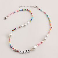 Ethnic Stacked Letter Pearl Beaded Multi-layer Necklace main image 5