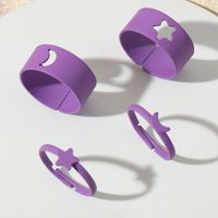 New Macaron Color Alloy Spray Paint Star Moon Ring 2 Piece Set main image 2