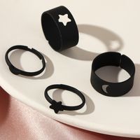 New Macaron Color Alloy Spray Paint Star Moon Ring 2 Piece Set main image 4