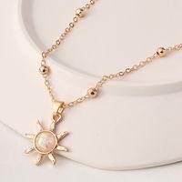 Fashion Beads Chain Resin Sun Pendant Necklace main image 2