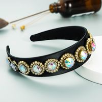 Fashion Flash Glass Diamond Wide-brimmed Fabric Headband Wholesale main image 3