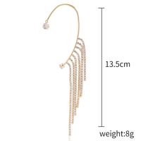 55278 Korean Style Fashion Tassel Full Diamond Long No Piercing Ear Hooks Women's Single Personalized Earrings Female Online Influencer Earrings main image 6