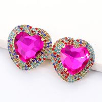 Fashion Heart-shaped Alloy Diamond Earrings main image 6