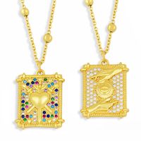 Hip Hop Accessoires Européen Et Américain Couleur Zircon Tarot Pendentif Collier Clavicule Chaîne Nkv78 main image 2