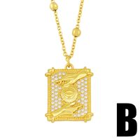 Hip Hop Accessories European And American Color Zircon Tarot Pendant Necklace Clavicle Chain Nkv78 main image 4