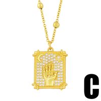 Hip Hop Accessories European And American Color Zircon Tarot Pendant Necklace Clavicle Chain Nkv78 main image 5