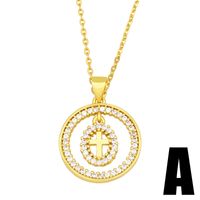 Fashion Round Hollow Cross Tree Of Life Pendant Necklace main image 3
