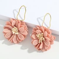 Korean Style Mesh Cloth Alloy Flower Earrings main image 6