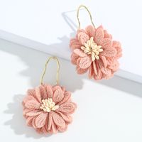 Korean Style Mesh Cloth Alloy Flower Earrings main image 4