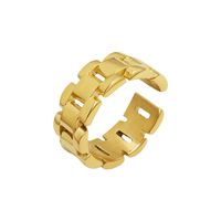 Punk Titanium Steel Plated Gold Chain Open Ring main image 3