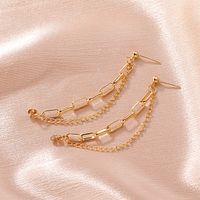 Retro Design Geometric Metal Copper Tassel Chain Earrings main image 5