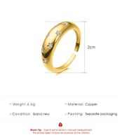 New Metal Geometric Zircon Bee Pearl Opening Adjustable Ring main image 6