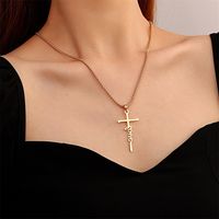 New Letter Cross Pendant Stainless Steel Necklace main image 1