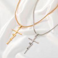 New Letter Cross Pendant Stainless Steel Necklace main image 3
