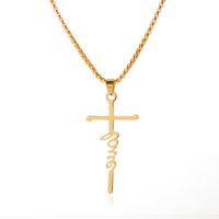 New Letter Cross Pendant Stainless Steel Necklace main image 6
