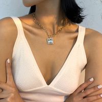 Fashion Square Diamond Thick Chain Pendant Necklace main image 2