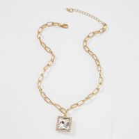 Fashion Square Diamond Thick Chain Pendant Necklace main image 4