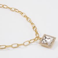 Fashion Square Diamond Thick Chain Pendant Necklace main image 5