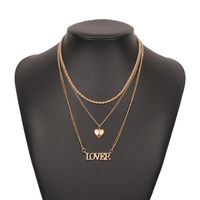 Simple Heart Letter Pendent Geometric Multi-layer Alloy Necklace main image 6
