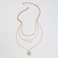 Simple Imitation Pearl Coin Pendant Multilayer Necklace main image 4
