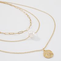 Simple Imitation Pearl Coin Pendant Multilayer Necklace main image 5