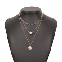 Simple Imitation Pearl Coin Pendant Multilayer Necklace main image 6